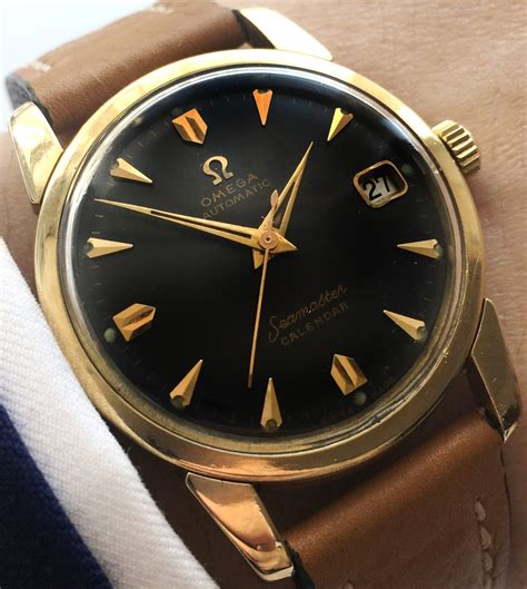 omega seamaster calendar black dial|omega seamaster black dial vintage.